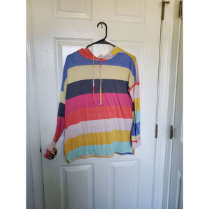 Women's Sew Love Striped Hooded Tunic Top - Small - Multicolor